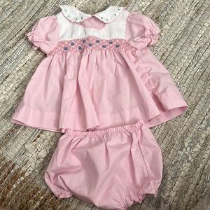 Gorgeous smocked dress and bloomer set
